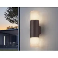 Meine Wunschleuchte Moderne LED Außenwandleuchte Up and Down, Aluminium in Rostoptik, Höhe 33cm