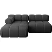 ALTDECOR Modulares Sofa Ecksofa in L-Form - Razon-L1 - 190x160x70 cm Schwarz Corner modular Sofa Eckcouch Couch Wohnlandschaft Cauchsofa Polstersofa