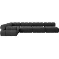 ALTDECOR Modulares Sofa Ecksofa in L-Form - Mende-L3 - 380x190x70 cm Schwarz Corner modular Sofa Eckcouch Couch Wohnlandschaft Cauchsofa Polstersofa