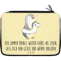 Mr. & Mrs. Panda Etui Sommerfarben Motiv - Gelb Pastell - Geschenk, Summer Vibes, Handgefertigte Produkte, Kuscheln, Bleistiftetui, Federmäppchen, Sommerprodukte, Farben