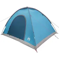 vidaXL Campingzelt 4 Personen Blau 185T Polyester mit PolyurethanBeschichtung