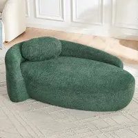 MODFU Relaxsofa mit Abgerundete,Chaiselongue mit weicher Polsterung,Schlafsofa für Wohnzimmer & Schlafzimmer,weicher Stoff ,Grün