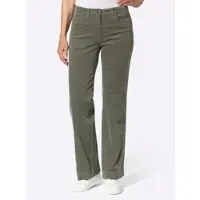 Inspirationen Cordhose , Damen, Gr. 42, Normalgrößen, grün (khaki), 98% Baumwolle, 2% Elasthan, unifarben, lang, Hosen Cordhose