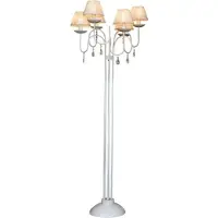 Casa Padrino Barock Stehleuchte mit Glaskristallen, Weiss, 6-flammig, Höhe 157 cm, Durchmesser 58 cm