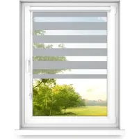 Time4blinds - Doppelrollo ohne Bohren - Zebra Rollos für Fenster und Türen - Grau, 1300x600, Rechts