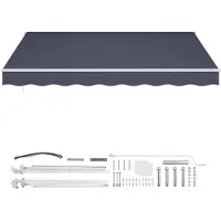 SucceBuy Gelenkarmmarkise 4x3 m, Einziehbare Markise mit Handkurbel, Sonnenschutz UPF 80+, Terrassen- und Balkonmarkise für Garten, Fenster und Außenbereiche, Grau