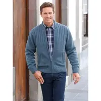 Witt Strickjacke "Strickjacke Strickjacke", Herren, Gr. 60, blau (jeansblau), Basic, Rundhals, Strickjacken Strickjacke