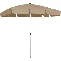 OEM Kantelbarer Strandsonnenschirm - 200 x 125 cm - Taupe - UV-beständig & Höhenverstellbar - Balkon- & Strandsonnenschirm - Exklusive Fussplatte