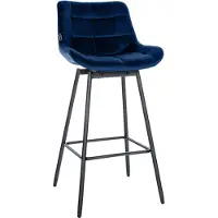 CLP Barhocker Weston Schwenkbar Samt - Farbe: blau, Material: Samt