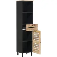 vidaXL Badezimmerschrank mit Tür Braun und Schwarz 38 x 33,5 x 160 cm