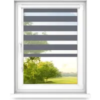 Time4blinds - Doppelrollo ohne Bohren - Zebra Rollos für Fenster und Türen - Stahl, 600x1000, Rechts