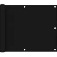 OEM Balkonrollo - 75x400 cm - Oxford Stoff - Schwarz - Privatschirm - Wetterfest & Winddicht - Balkonrollo mit UV-Schutz - inkl. Befestigungssatz - 100% Sichtdicht