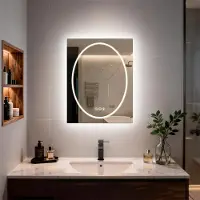 LUVODI WISFOR LED Badezimmerspiegel, Badspiegel mit Beleuchtung beschlagfrei 60x80cm, Wand Badezimmerspiegel mit Beleuchtung dimmbar