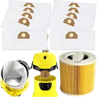 FriSprite Staubsaugerbeutel Set Kärcher WD3 SE4001 10 Stück Filter inklusive saubere Luft kraftvolle Leistung