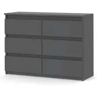 STIV Meble STIV Möbel | Kommode mit 6 Schubladen | Grau Matt | 100 cm | modern & grifflos | Schlafzimmer & Wohnzimmer