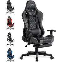 FOXSPORT Gaming Stuhl Ergonomisch-Schreibtischstuhl-Höhenverstellbar Bürostuhl-Computerstuhl für Erwachsene Mädchen Junge-Chefsessel-Drehstuhl-Grau
