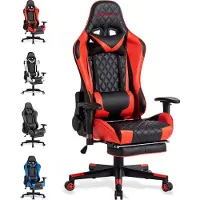 FOXSPORT Gaming Stuhl Ergonomisch Schreibtischstuhl Höhenverstellbar Bürostuhl Computerstuhl für Erwachsene Mädchen Junge Chefsessel Drehstuhl Rot