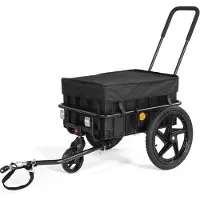 Sepnine 20316N Trailer 50KG, Abnehmbarer Griff, Regenhaube, 40cm Räder - Schwarz