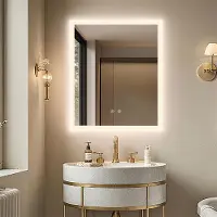 LUVODI WISFOR Badspiegel mit Beleuchtung beschlagfrei 60×50cm, LED Badspiegel Lichtspiegel Wandspiegel mit Touch-schalter Dimmbar
