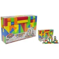 AHG W&K mbH Set aus 90 leichten und weichen Schaumstoff Bausteinen, Maße 39x7.5x29 cm