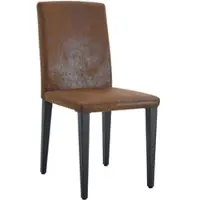 MODFU Esszimmerstuhl 2er-Set braun,Küchenstuhl mit schwarzen Metallbeinen und 47 cm hohe Rückenlehne,Bürostuhl,Loungesessel für Esszimmer