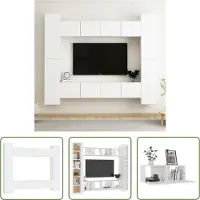 The Living Store 8-tlg. TV-Schrank-Set Weiß Holzwerkstoff