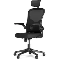 Hamlody Bürostuhl Ergonomischer Bürostuhl, Schreibtischstuhl Computer Stuhl drehstuhl mit Netz-Design-Sitzkissen, Verstellbare Kopfstütze und Armlehnen, Maximale Belastbarkeit 150kg/330lb，Schwarz