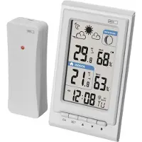 Emos Mini Funk-Wetterstation mit Außensensor, mißt Innen- und Außentemperatur, Feuchtigkeit, Wettervorhersage, Funkuhr mit Wecker, E0352