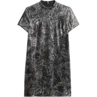Superdry für Damen. W8012021A Silbernes Paillettenkleid (XS), Party, Polyester, Kurzarm