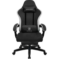 LUCKRACER Gaming Stuhl mit fußstütze Bürostuhl Ergonomisch mit verstellbare Lendenkissen, Kopfkissen Gaming Chair, Höhenverstellbarer Schwarz
