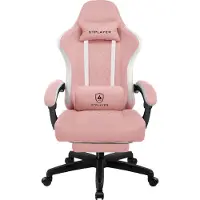LUCKRACER Gaming Stuhl mit fußstütze Bürostuhl Ergonomisch mit verstellbare Lendenkissen, Kopfkissen Gaming Chair, Höhenverstellbarer Rosa