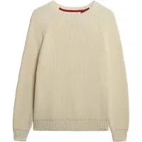 Superdry für Damen. W6110672A Entspannter Rippenstrickpullover beige (S), Lässig, Baumwolle