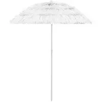 OEM Tropische Tiki-Parasol, 160 cm Durchmesser, weiß, kippbar, UV- und lichtbeständig, ideal für Strand, Garten und Balkon
