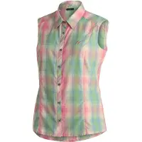 Maier Sports Funktionsbluse "Paloma", Damen, Gr. 44, bunt (canary), 85% Polyester, 15% Viskose, Blusen Funktionsbluse, ärmellose Damen Bluse, sommerliches Blusen-Shirt, Karobluse, Reg. Fit