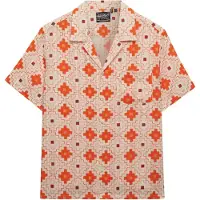 Superdry für Damen. W4010586A Bedrucktes Strandhemd orange (S), Lässig, Baumwolle, Kurzarm