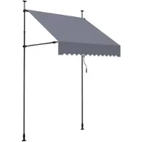 SucceBuy Klemmmarkise 150 cm, h?henverstellbare Markise mit Handkurbel, Sonnenschutz UPF 80+ fš¹r Terrasse, Balkon und Garten, Dunkelgrau