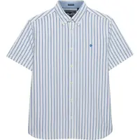 Superdry für Herren. M4011101A Gestreiftes Preppy-Oxfordhemd mit kurzen Ärmeln, weiß (L), Lässig, Baumwolle, Kurzarm