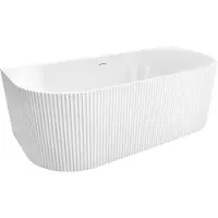 REA Wandmontierte Badewanne Veneta 170 + Schwarzer Stecker Weiß
