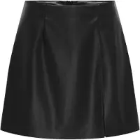 ONLY Lederimitatrock "ONLELINA FAUX LEATHER SKIRT OTW", Damen, Gr. XL (42), schwarz, Web, Obermaterial: 100% Polyester, unifarben, kurz, Röcke Lederimitatrock