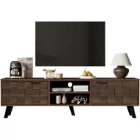 EUAKT GmbH Lowboard Stivoller TV Schrank,TV-Lowboard mit 2 Türen und 2 Offenen Fächern, Reicher Stauraum, ein rückseitiges Loch für Kabeldurchführung