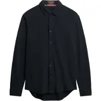Superdry für Herren. M4011000A Langärmeliges Piqué-Hemd mit marineblauem, ausgefranstem Stoff (M), Lässig, Baumwolle, Langarm