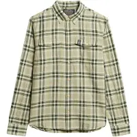 Superdry für Herren. M4010916A Merchant Store Leinen-Karohemd grün (S), Lässig, Langarm
