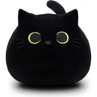 Meiyi Schwarz Katze Plüschtier Stofftier, Kawaii Schwarz Katze Kuscheltier Gefüllte Tierkissen Spielzeug, 40 cm Weiche Plüsch Katze Stofftierpuppe Geschenk für Kinder