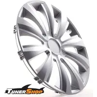Tunershop 4 Radkappen Radzierblenden 13 Zoll Delta silber kompatibel mit Audi Daewoo Hyundai Lexus Nissan Seat Toyota