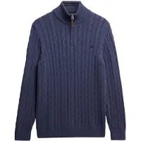 Superdry für Herren. M6110661B Pullover mit halbem Reißverschluss ?Cotton Classic Cable? in Blau (L), Lässig, Baumwolle, Marine