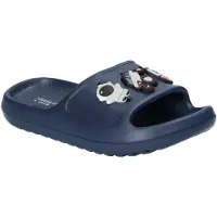 American Club NH202, Kinder EVA Pantoletten leichte Badeschuhe mit Ansteckern bequem, Navy 30/31