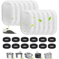 OEM Kattendrinkfilter 24er Set mit Wasserfilter- und Sponsfilterpatronen für Haustiere - Wasserfontein Kat Zubehör - 12 Filter und 12 Sponsfilter.