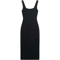 Superdry für Damen. W8011461A Gestricktes Midikleid mit schwarzem Karree-Ausschnitt (M), Lässig, Party, Modal, Ärmellos / Hosenträger