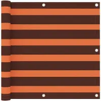 OEM Balkonüberdachung - 90x600 cm - Oxford Stoff - Orange & Braun Streifen - Wind- und wasserfest - XXL-Privatschirm - inkl. 24m Seil - UV-beständig