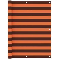 OEM Balkonüberdachung - 120x600 cm - Privatschirm - Oxford-Stoff - Wind- und UV-beständig - Orange und Braun - inkl. Befestigungskord